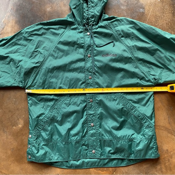 VTG 90s Adidas Green Hooded Oversized Windbreaker Track Jacket - Picture 10 of 13